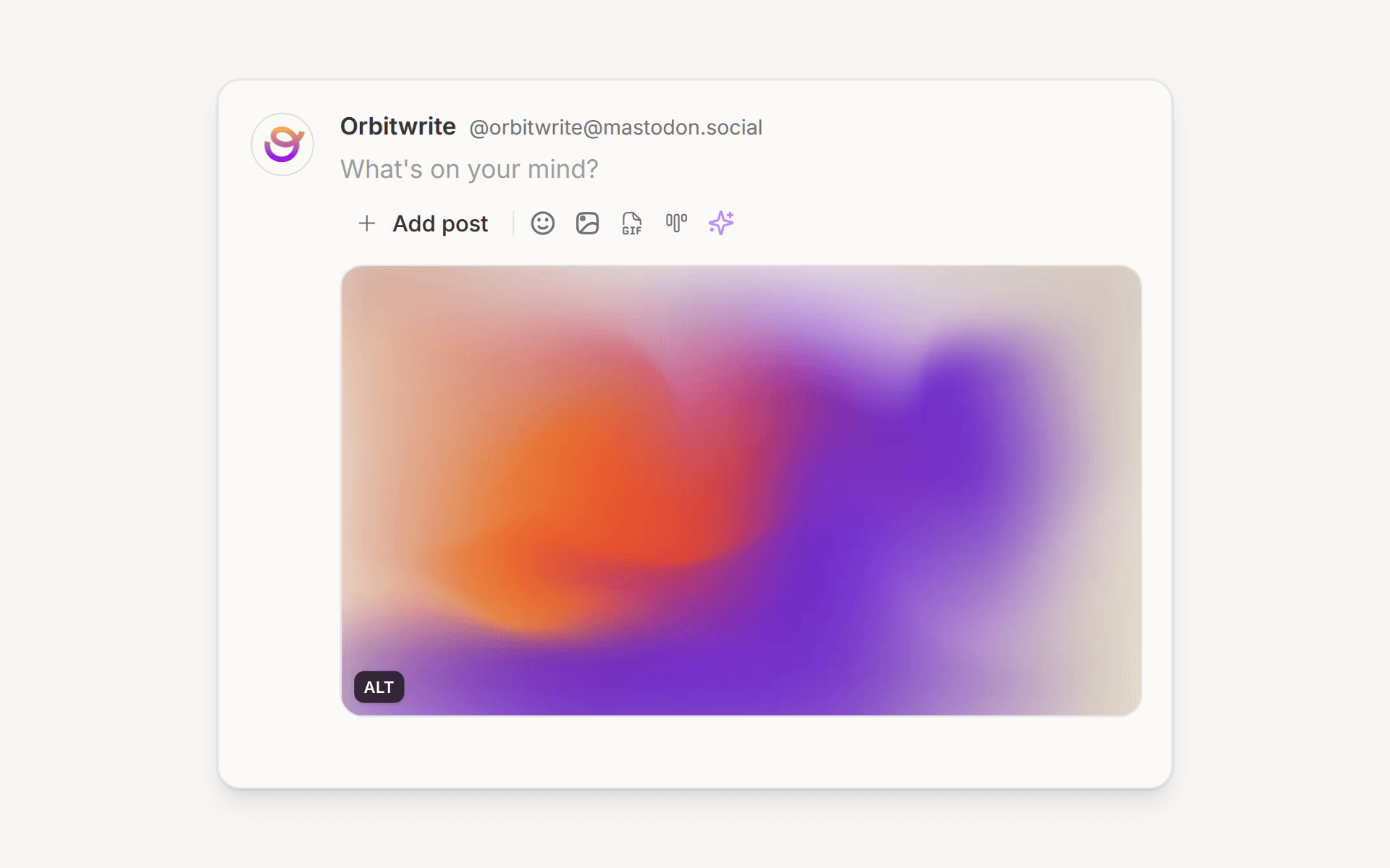 An image attached to a Mastodon draft in the composer, with the ALT badge in its bottom-left corner