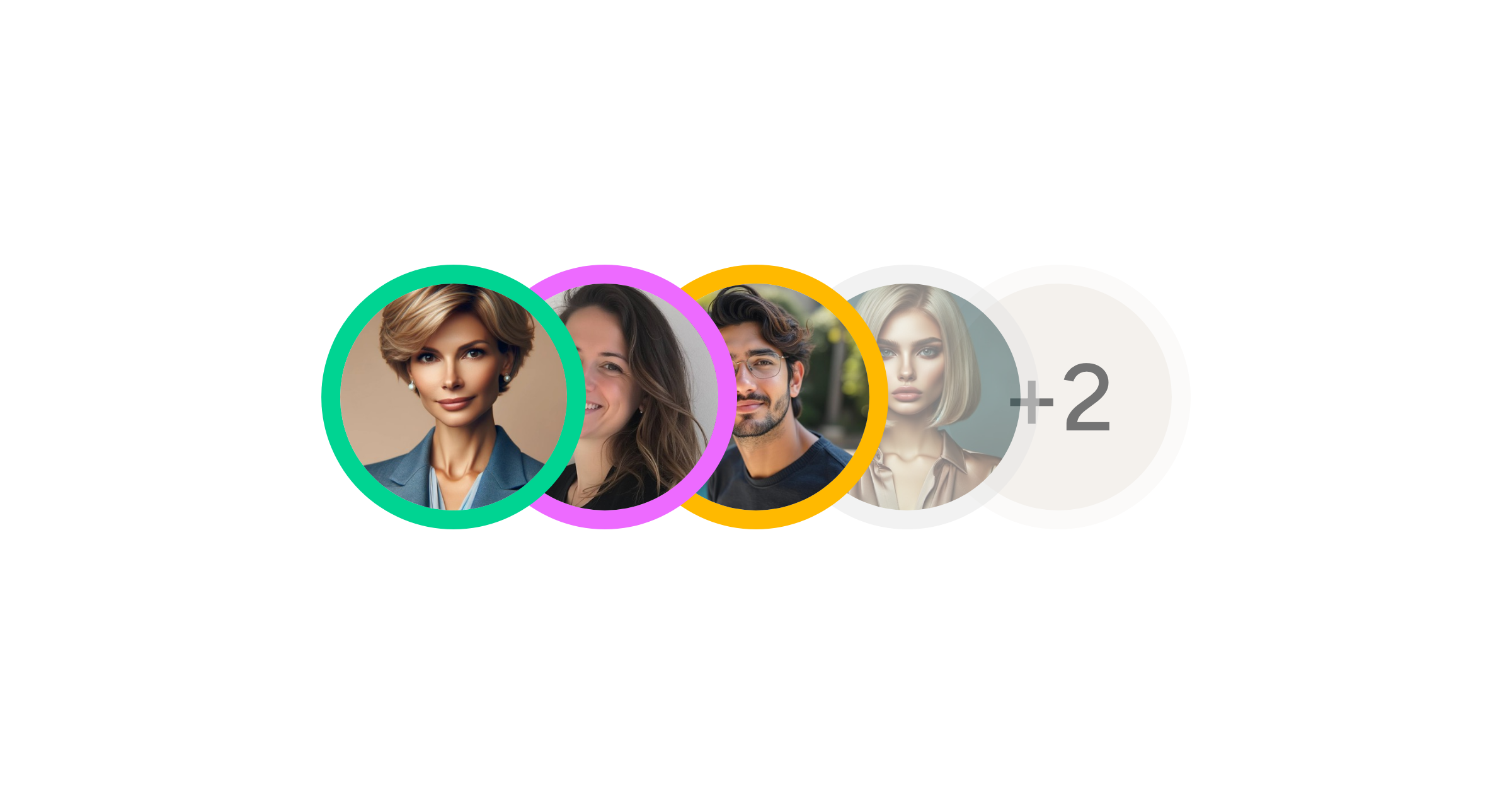 The composer's presence avatars: three people viewing the draft now, one away, and two more behind a plus-two chip