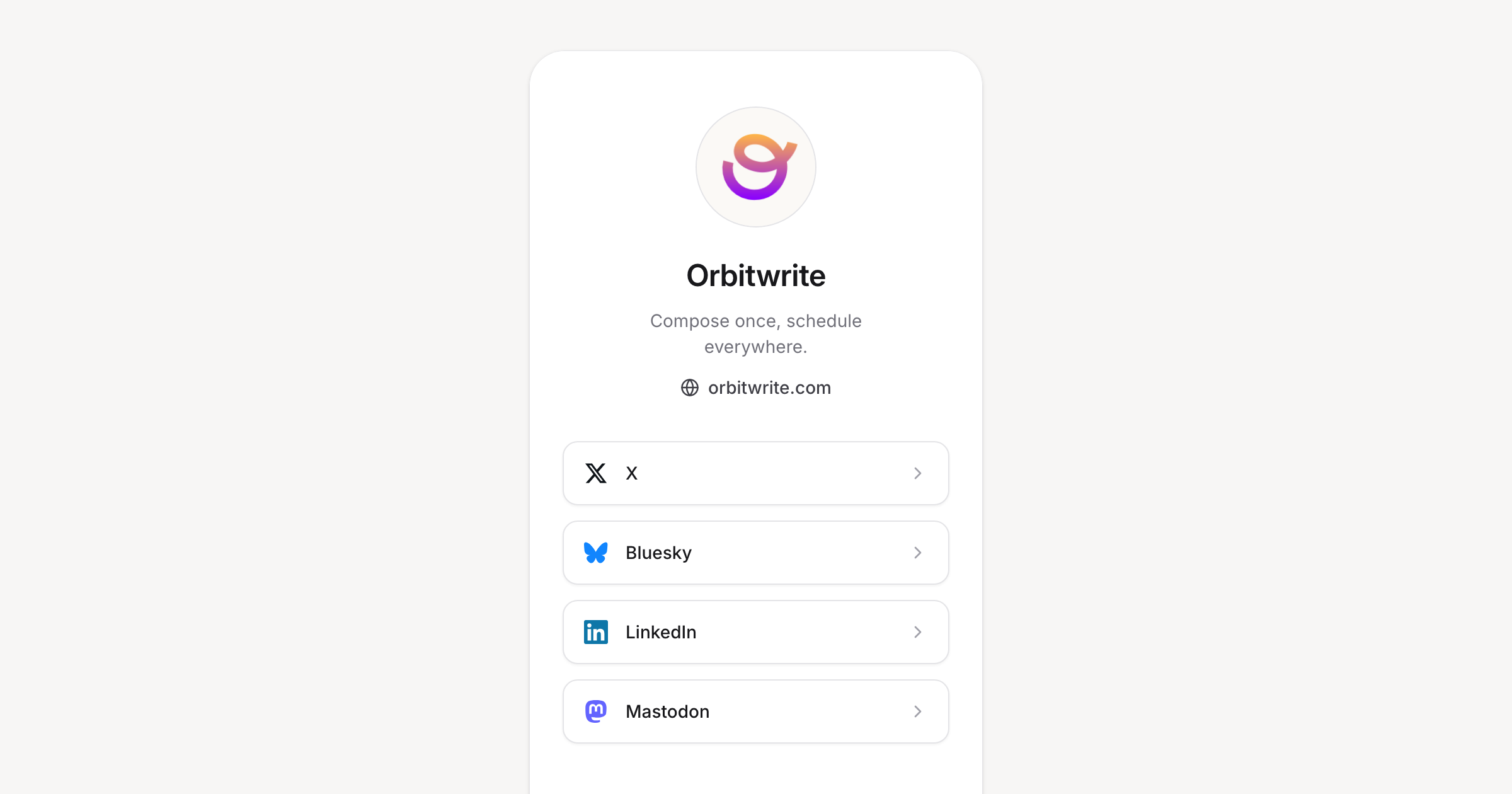A workspace's link in bio page in the settings preview's phone frame, with its connected channels listed