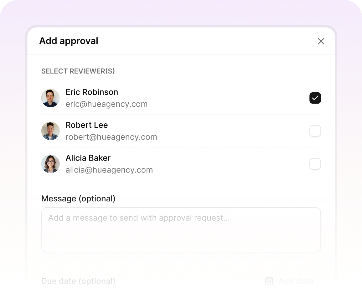 Add approval dialog with a list of reviewers to select