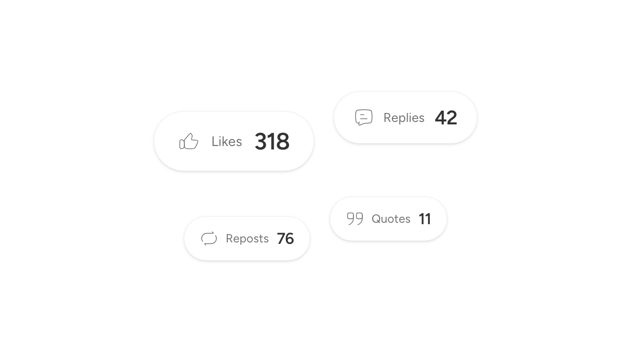 The counters Bluesky reports for a post: likes, replies, reposts and quotes