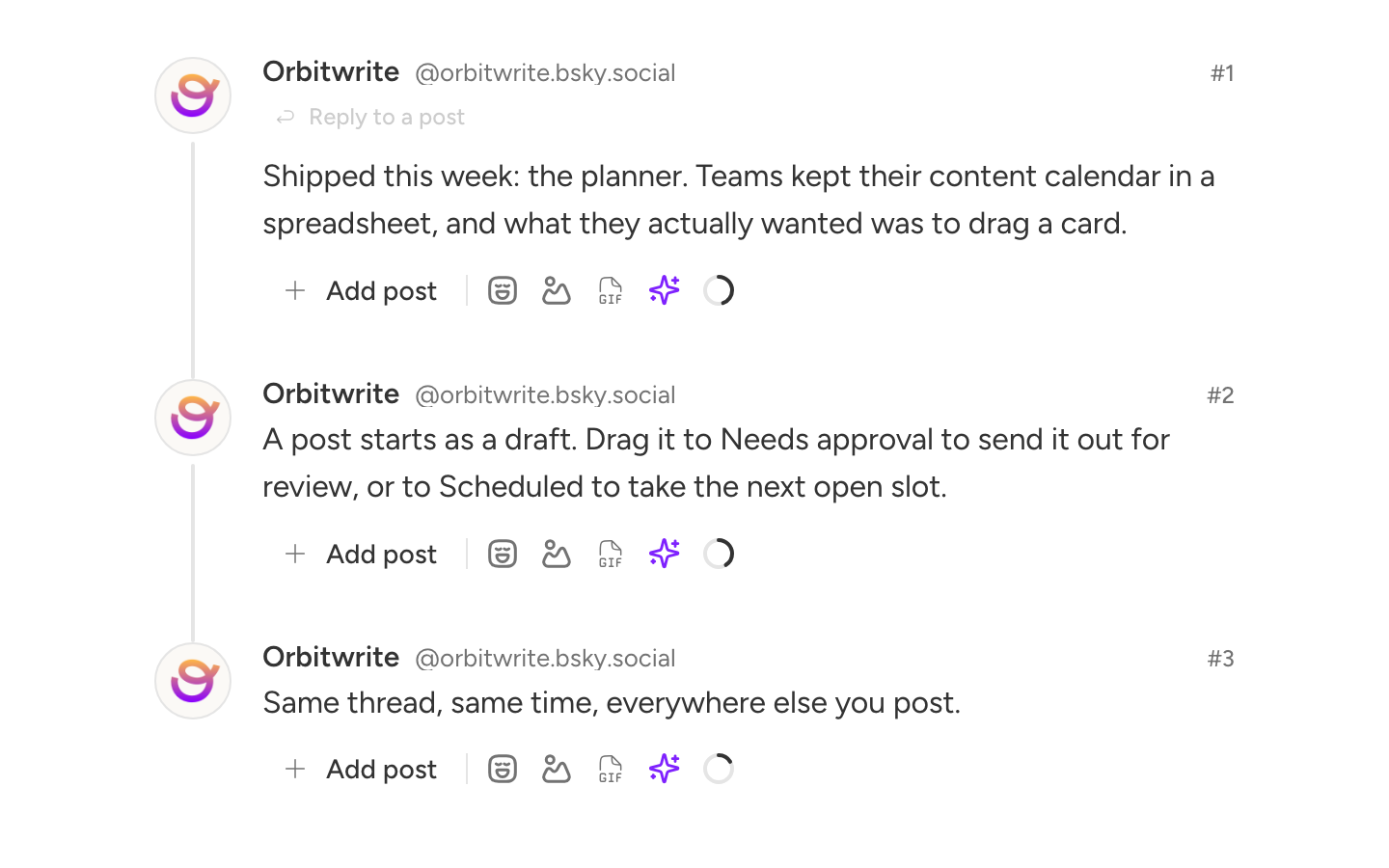 The composer with a Bluesky thread and its 300-character counter