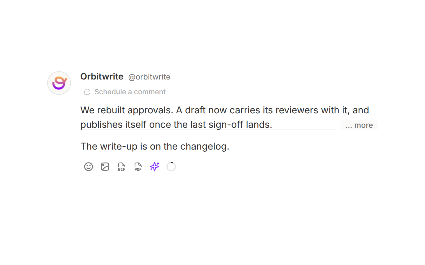 A LinkedIn draft in the composer with the see-more truncation line drawn across the second line