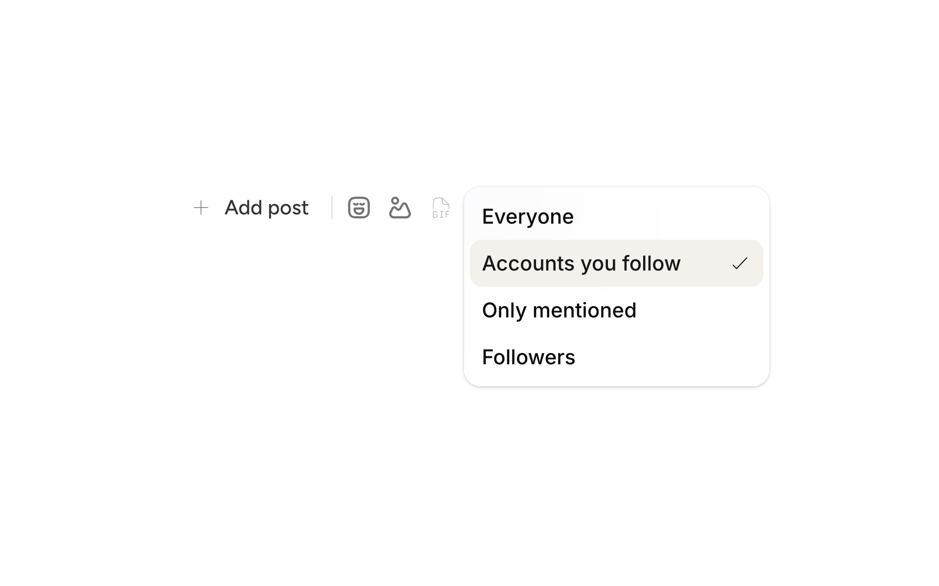 The reply audience menu open on a Threads post, set to accounts you follow